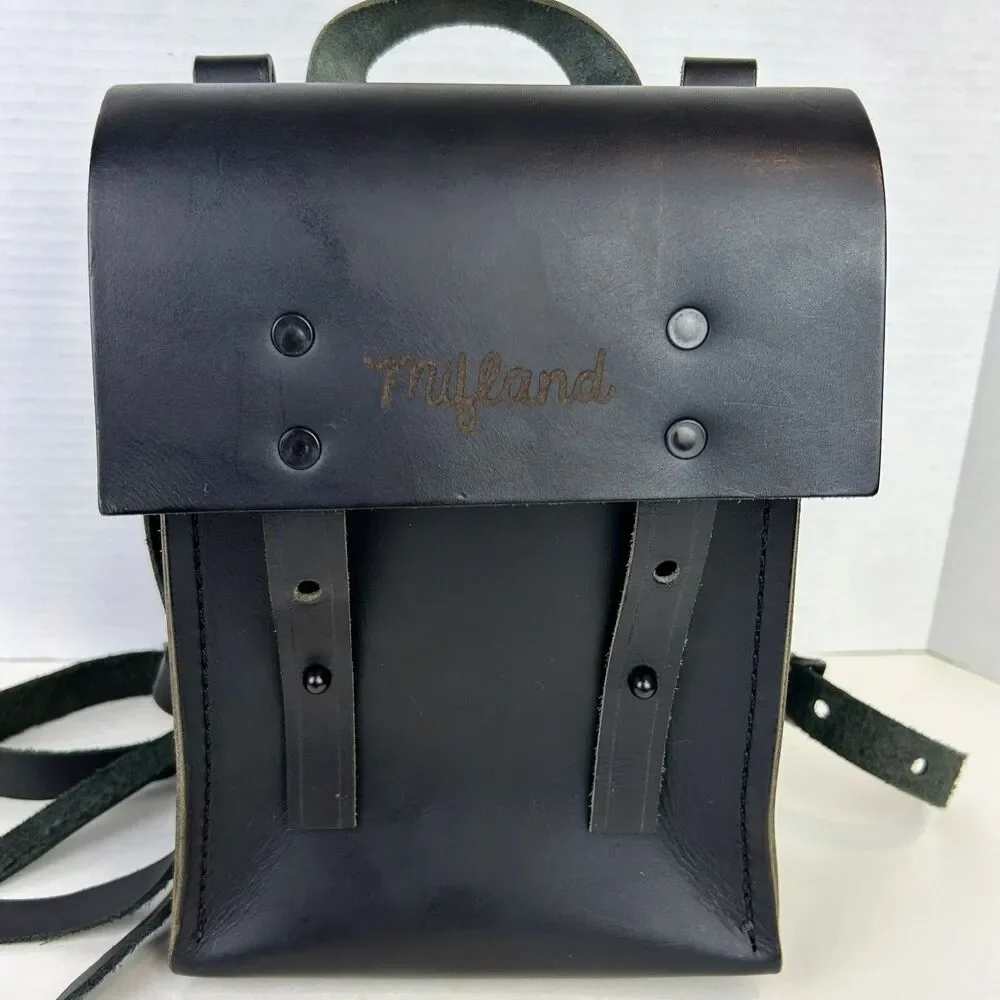 Mifland Bedford Bag USA Made Full Leather Backpack Black Rucksack Adjustable Med